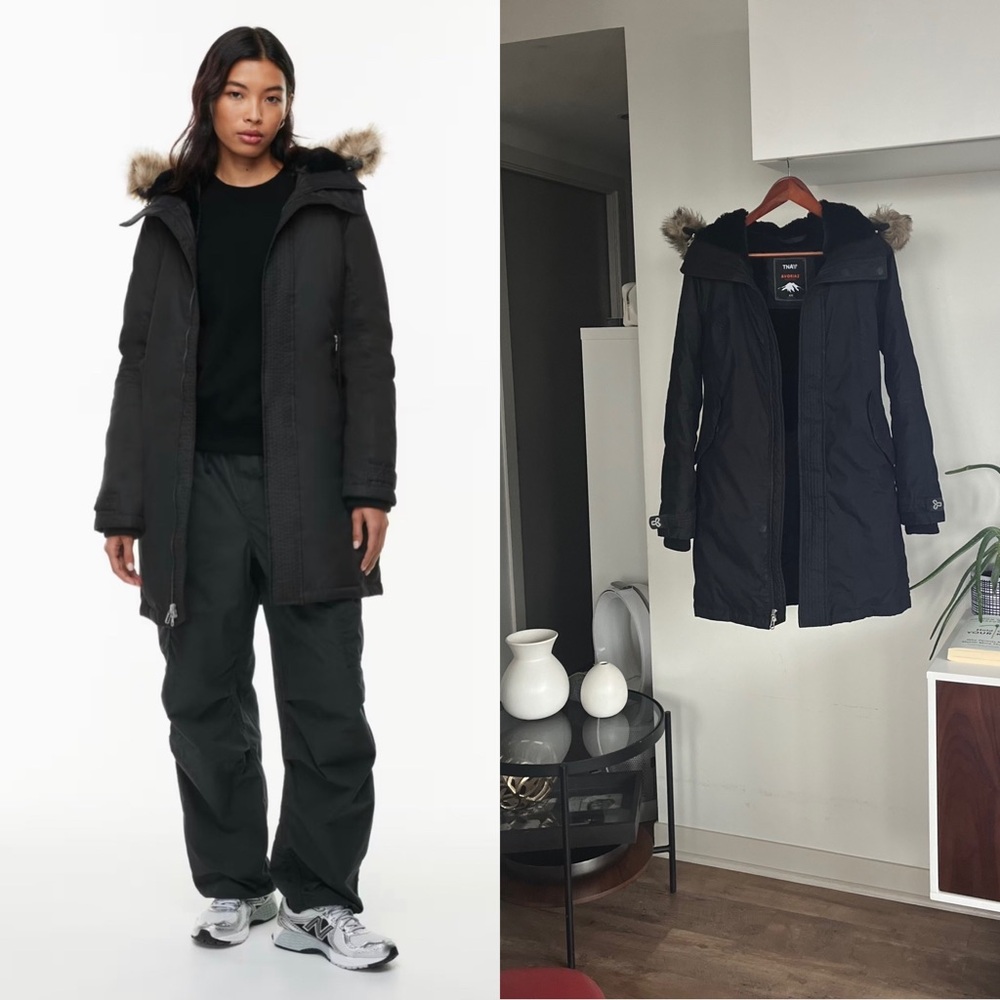 Aritzia Tna Avoriaz black winter coat cozy warm Parka Sz XXS